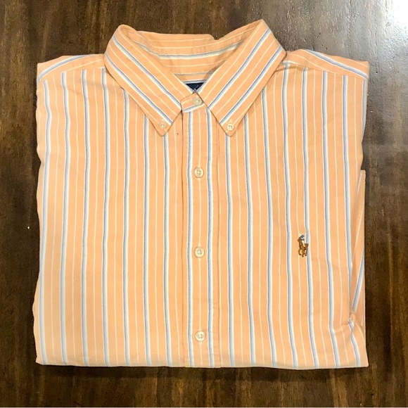 RALPH LAUREN Long Sleeve Blue Orange Button Down Dress Shirt Sz XL - Picture 9 of 10